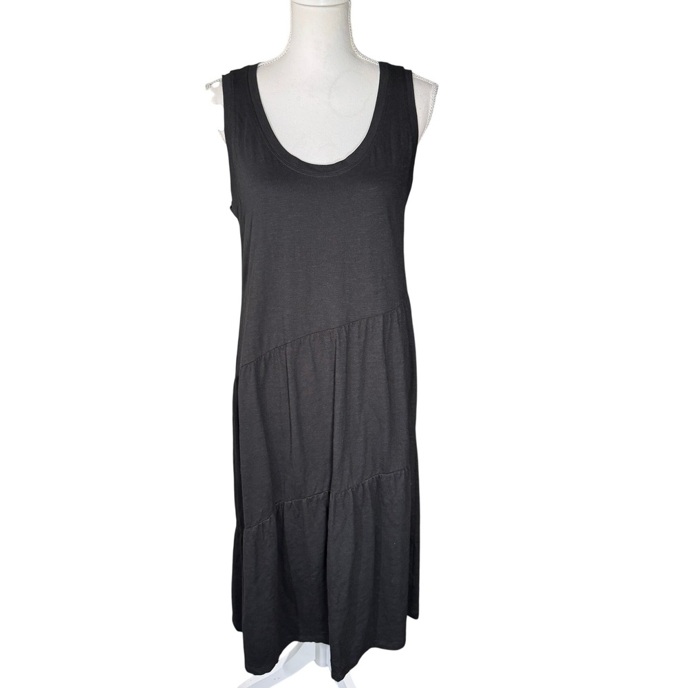 GAP Women's Black Tiered Sleeveless Midi Dress Cotton Modal Jersey Size M NWT